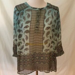 100% silk blouse top gypsy global village size m